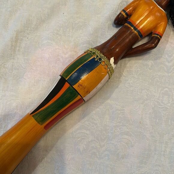 African Figurine Handcrafted Colorful Wooden - Picture 6 of 10